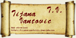 Tijana Vantović vizit kartica